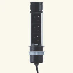 Prise plan de travail SKY - Bloc 3 prises + 2 USB-A rétractable inox et noir