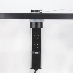 Prise plan de travail SKY - Bloc 3 prises + 2 USB-A rétractable inox et noir
