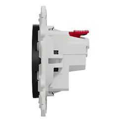 Prise 2 pôles + terre affleurante connexion rapide Odace Schneider Electric anthracite