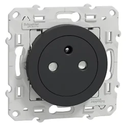 Prise 2 pôles + terre affleurante connexion rapide Odace Schneider Electric anthracite