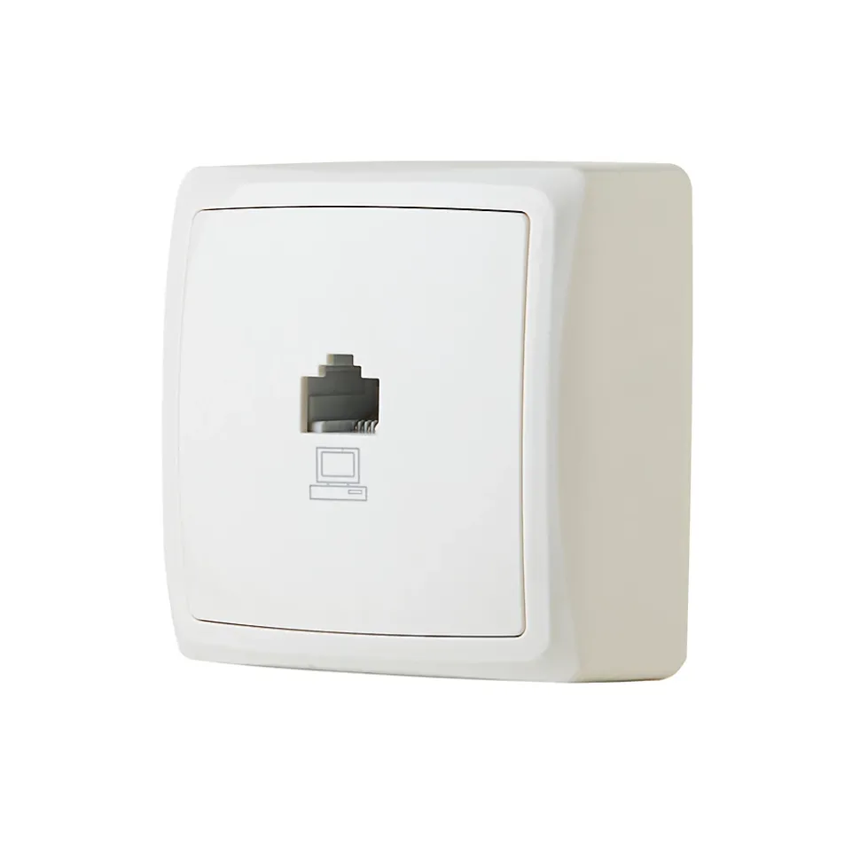 Prise RJ45 monobloc en saillie Jacobsen Sigurd blanc complet