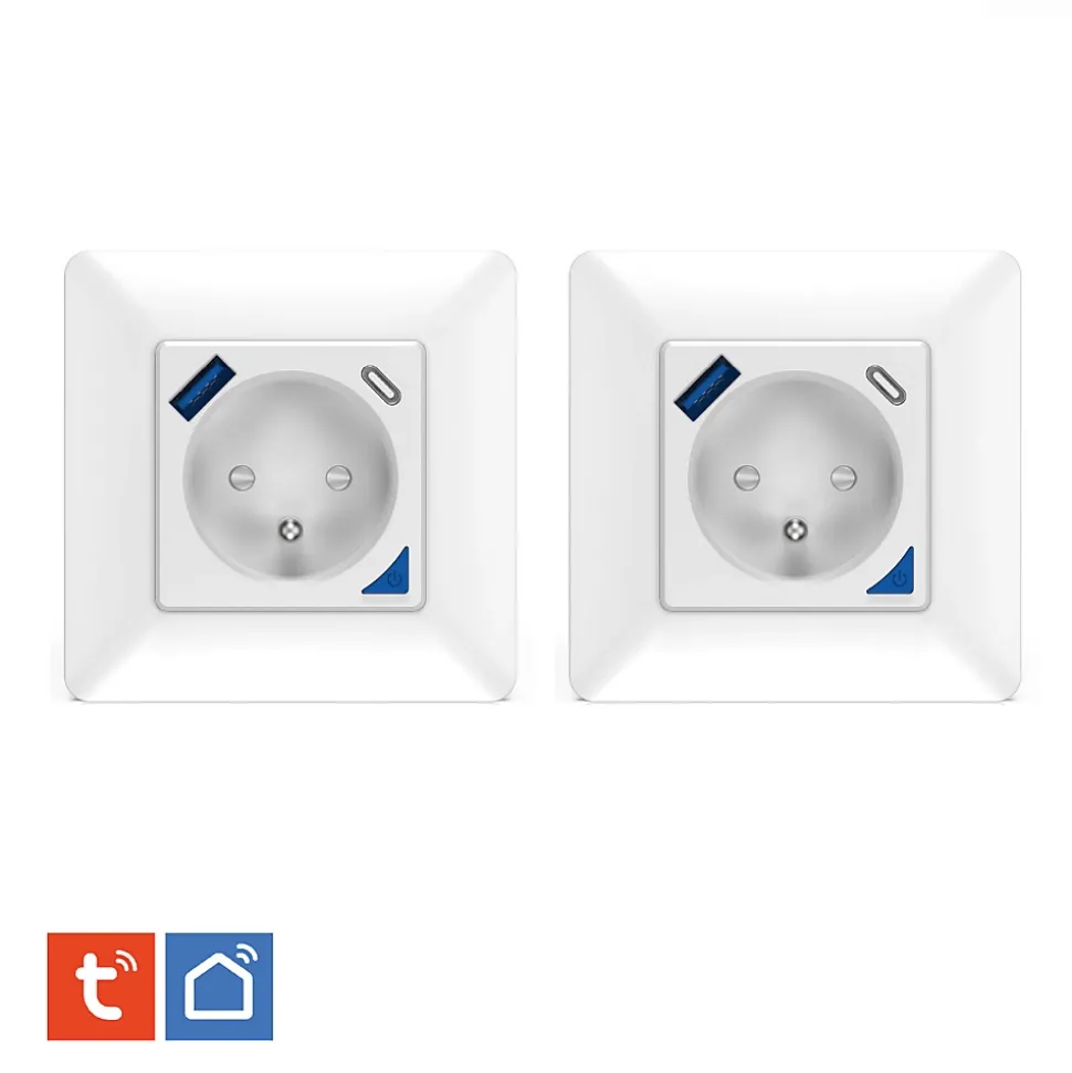 2 Prises encastrées 3000W & Ports USB-A + USB-C Wifi + Suivi de consommation