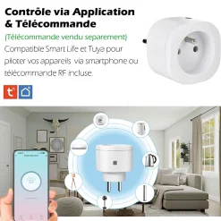 2 Prises intérieures 3680W connectées Wifi + 2 Interrupteurs + Télécommande