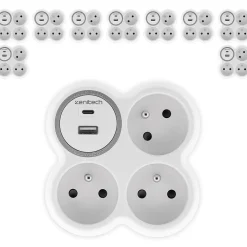 5 prises 3x16A + 2 ports USB A/C - Zenitech