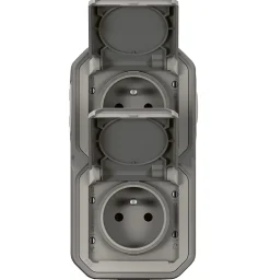 Prise verticale Legrand Plexo gris en saillie, lot de 2