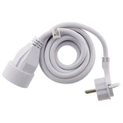 Prolongateur 16A 2P+T HO5VV-F 3G1,5mm² - Blanc 3m avec fiche extraplate - Zenitech