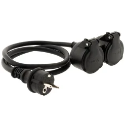 Prolongateur à double tête pour chantier HO7RN-F 16A 3G1,5mm² - Noir 1m - Zenitech