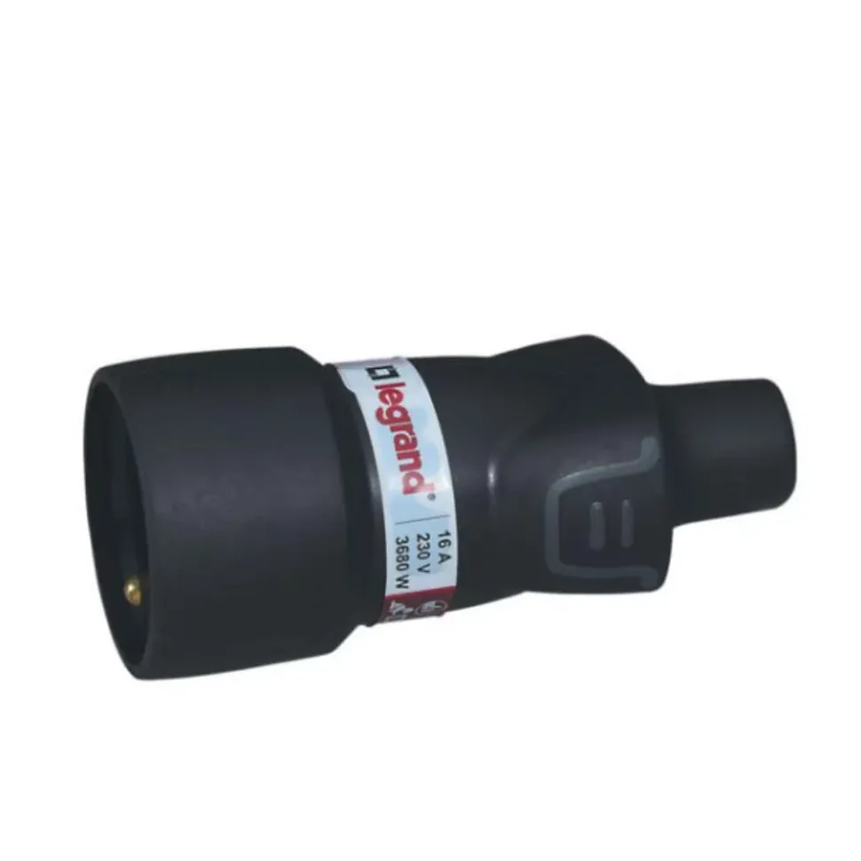 Prolongateur 2P+T 16A à sortie droite - Noir - Legrand