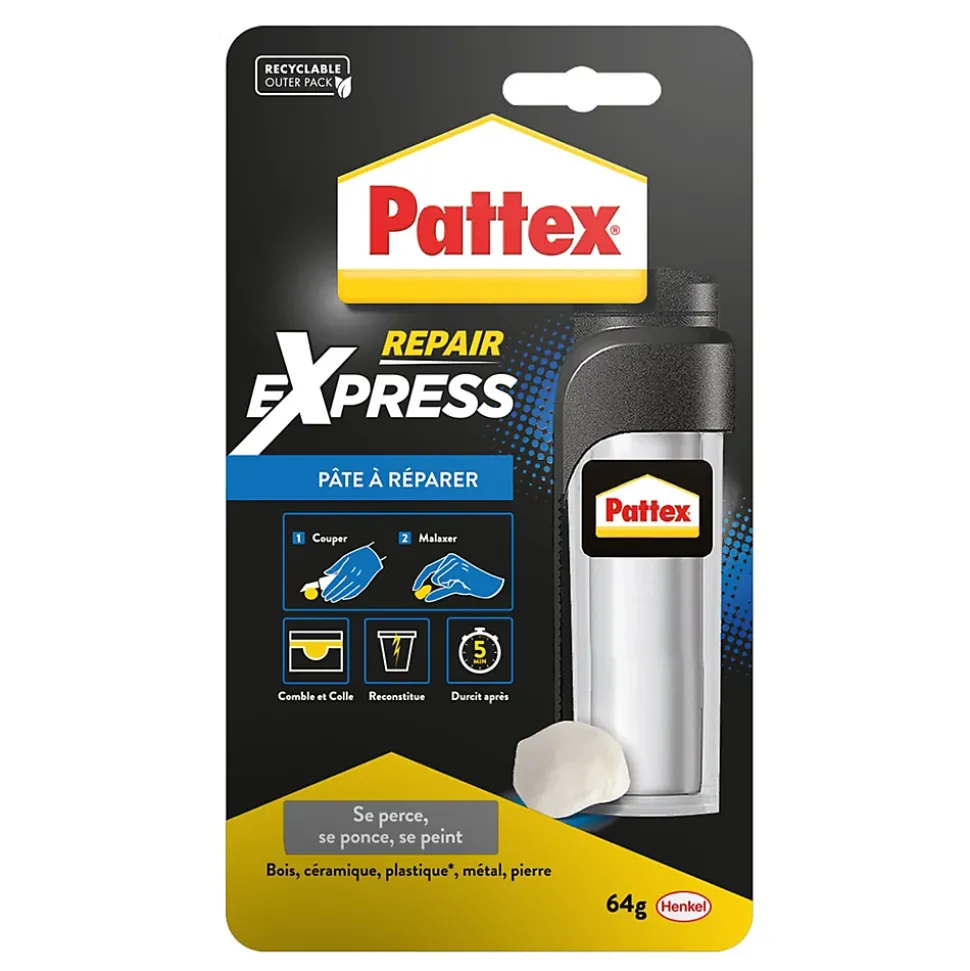 Pâte à réparer Pattex 100% colle tube 64g