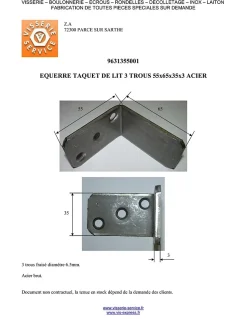 Équerres Taquet LIT 3 Trous 55X65X35X3 Acier - 10 pièces