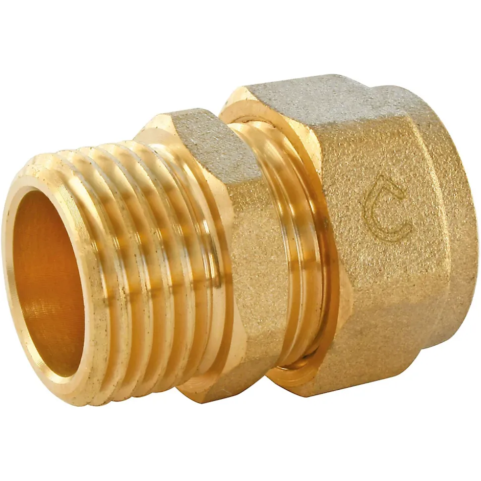 Raccord droit mâle PER à compression Ø20 - Femelle 15/21 (1/2")
