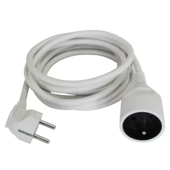 Rallonge électrique câble H05VVF 3G1,5 mm², 3680 W coloris blanc longueur 3 m
