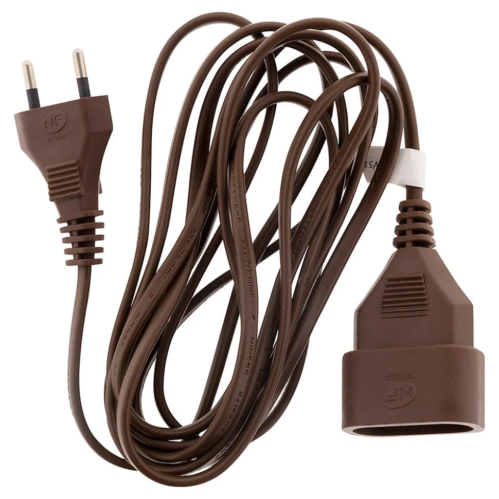 Rallonge 5m - HO3VVH2F 2x0,75mm² 6A - marron - Zenitech