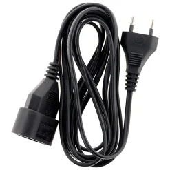 Rallonge 3m - HO3VVH2F 2x0,75mm² 6A - noir - Zenitech