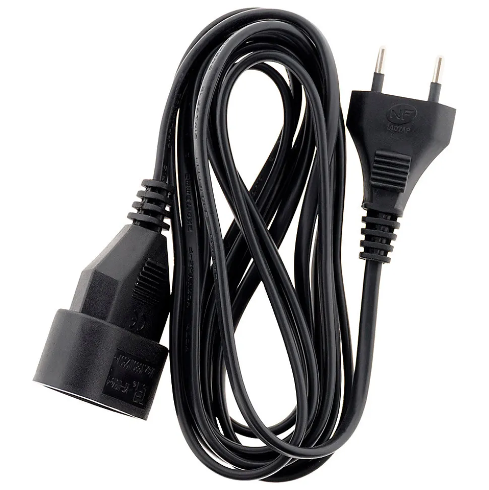 Rallonge 3m - HO3VVH2F 2x0,75mm² 6A - noir - Zenitech