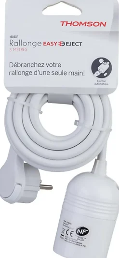 Rallonge secteur Thomson Easyject longueur 3 m câble H05VV-F 3G1,5mm² 3680W pour 230V maxi