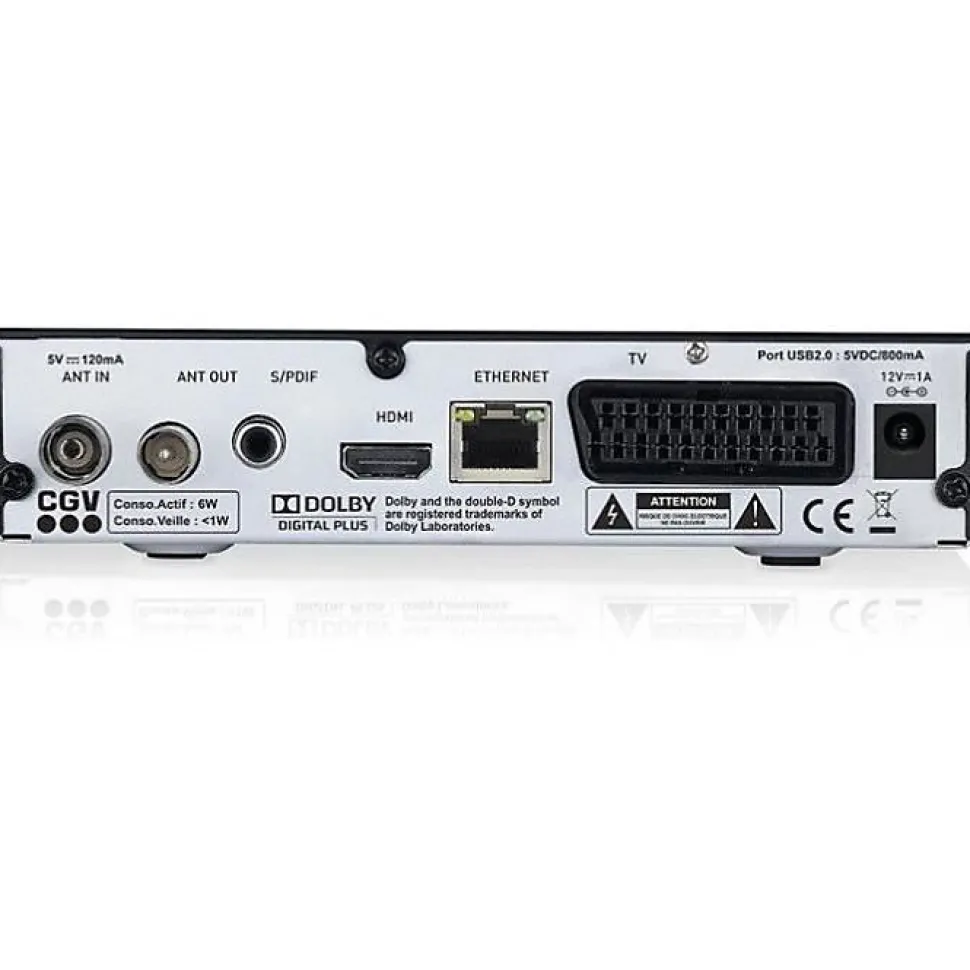 Récepteur TNT HD CGV ETIMO 2TC double tuner HDMI 1080p USB Ethernet Noir