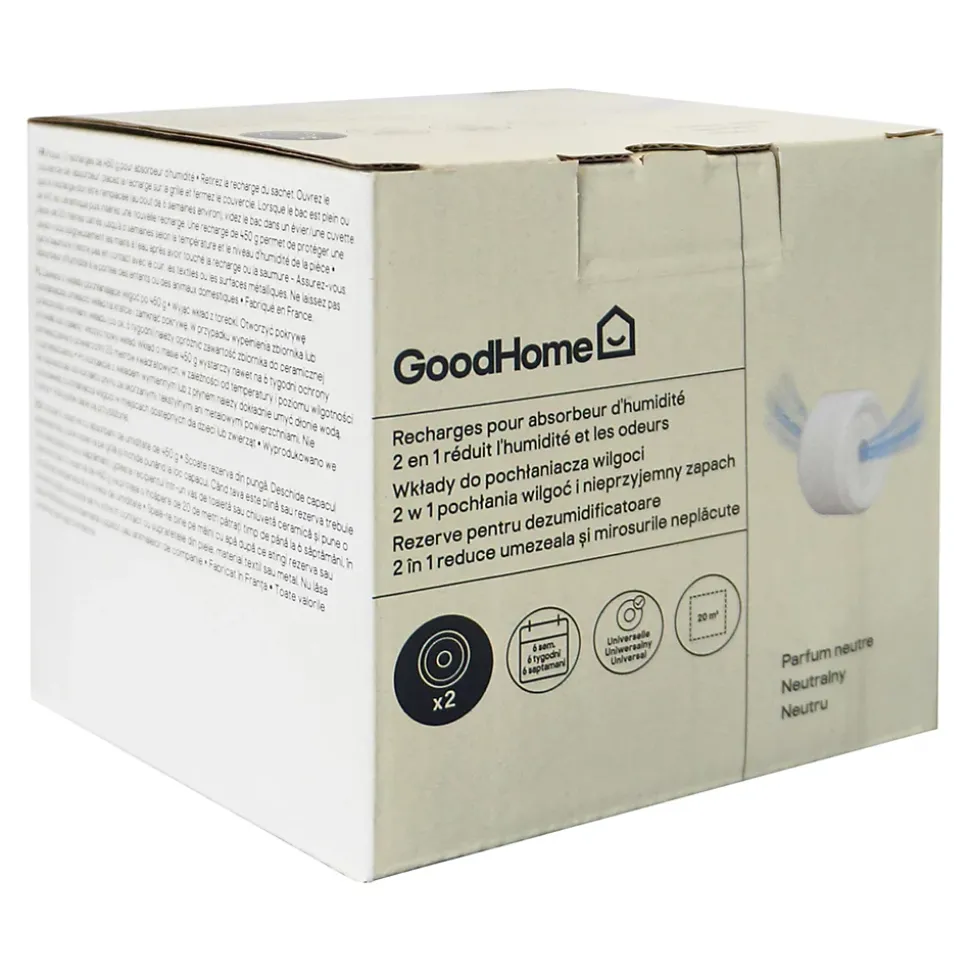 Recharge pour absorbeur d'humidité GoodHome 2 galets neutre 20m² 450g