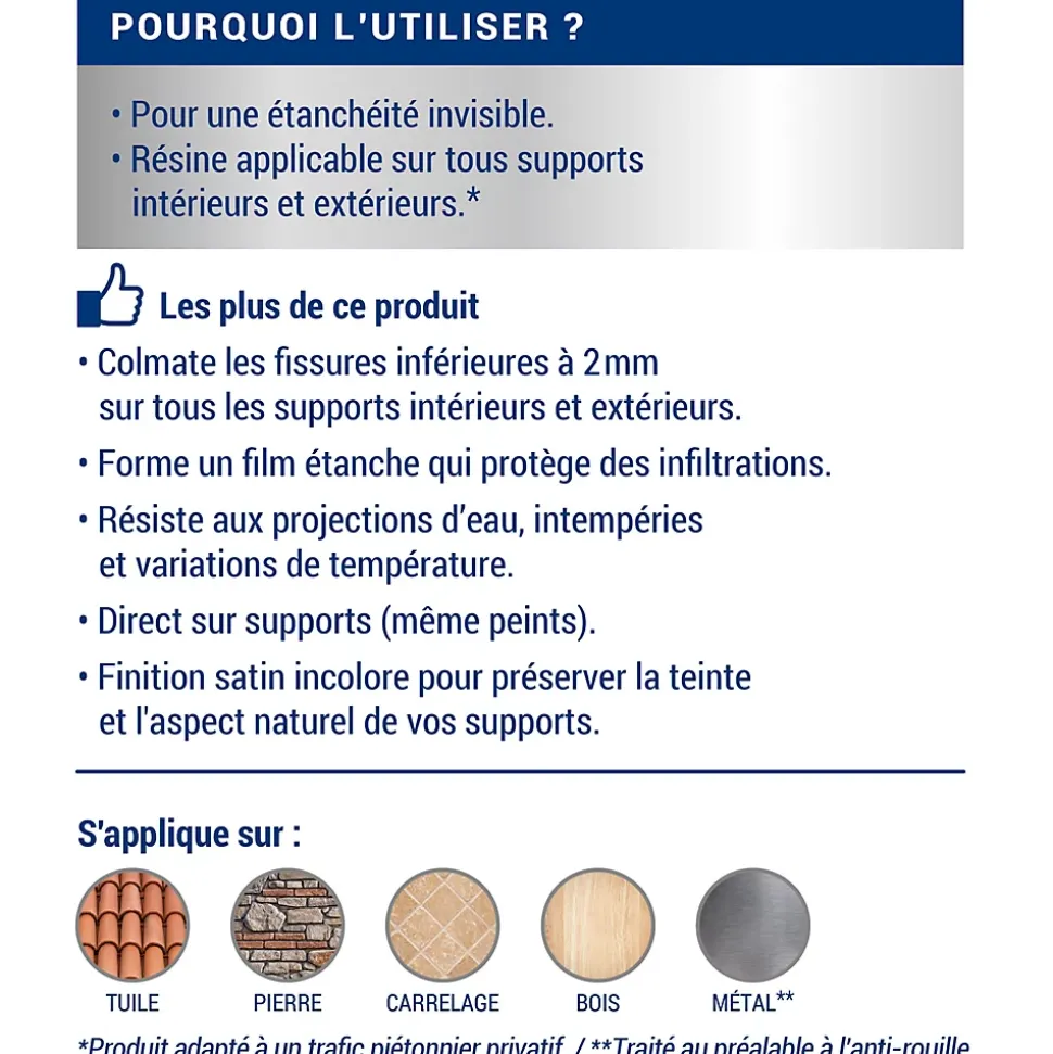 Revêtement invisible anti-infiltration intérieur extérieur multi-supports Ripolin 0,75L