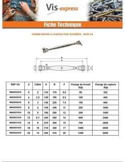 Ridoir à chapes fixes soudées Inox A4 Diamètre 10 - 1 pièce