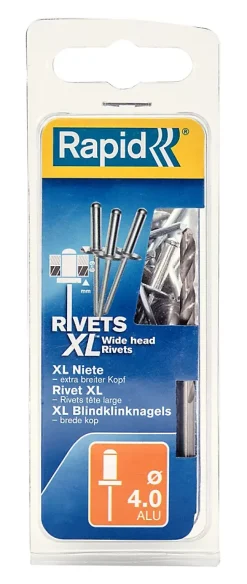 Rivets XL Rapid Ø4 x 18mm Aluminium, 40 pièces