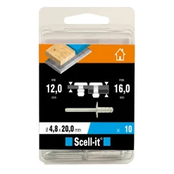 Rivet ø4.8 x 20 mm tête large charge max 100kg, 10 pièces