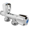 Robinet à clapet à double sorties pour l'alimentation de 2 machines à laver, Entrée Mâle 1/2" - Double sortie Mâle 3/4" Somatherm for you