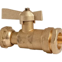 Robinet d'arrêt à boisseau sphérique - F 1' - Diamètre 25 mm - Avant et après compteur d'eau - Pour tube PE - Ravani