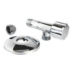 Robinet d'arrêt équerre sous-lavabo long, Mâle 15/21 - Tube cuivre Ø10 mm Schell