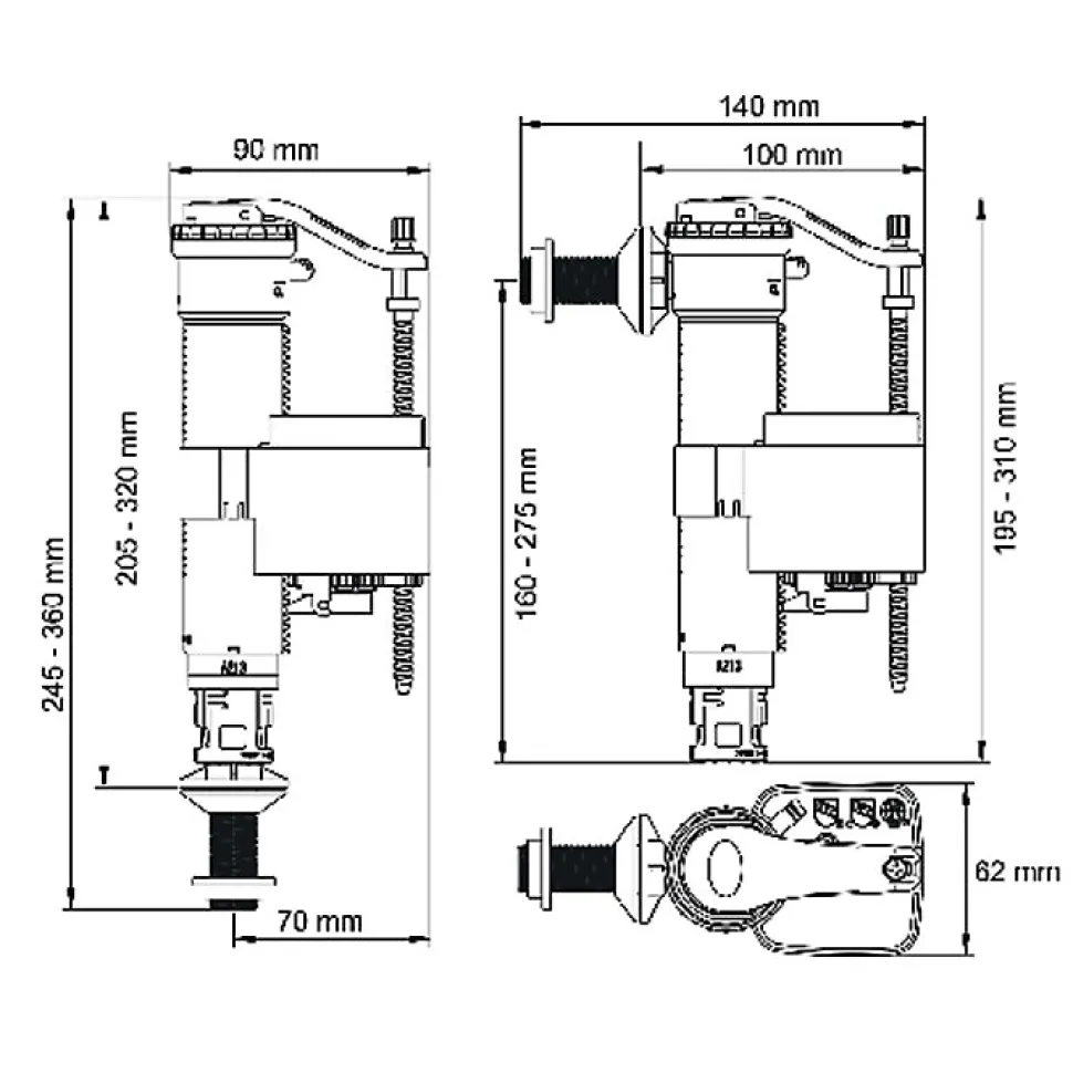 Robinet universel SX télescopique - Raccord diam : 3/8"