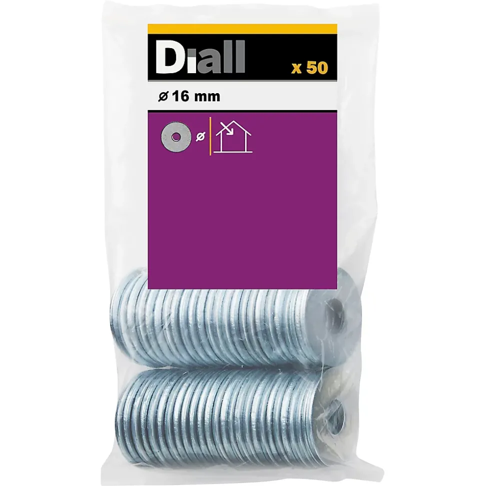 Rondelles plates larges en acier au carbone ø 16mm - 50 pièces
