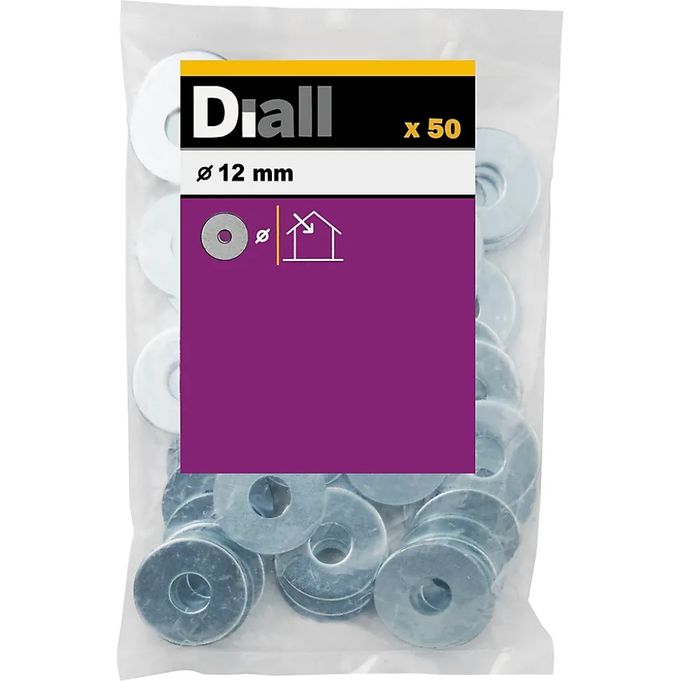 Rondelles plates larges en acier au carbone ø 12mm - 50 pièces