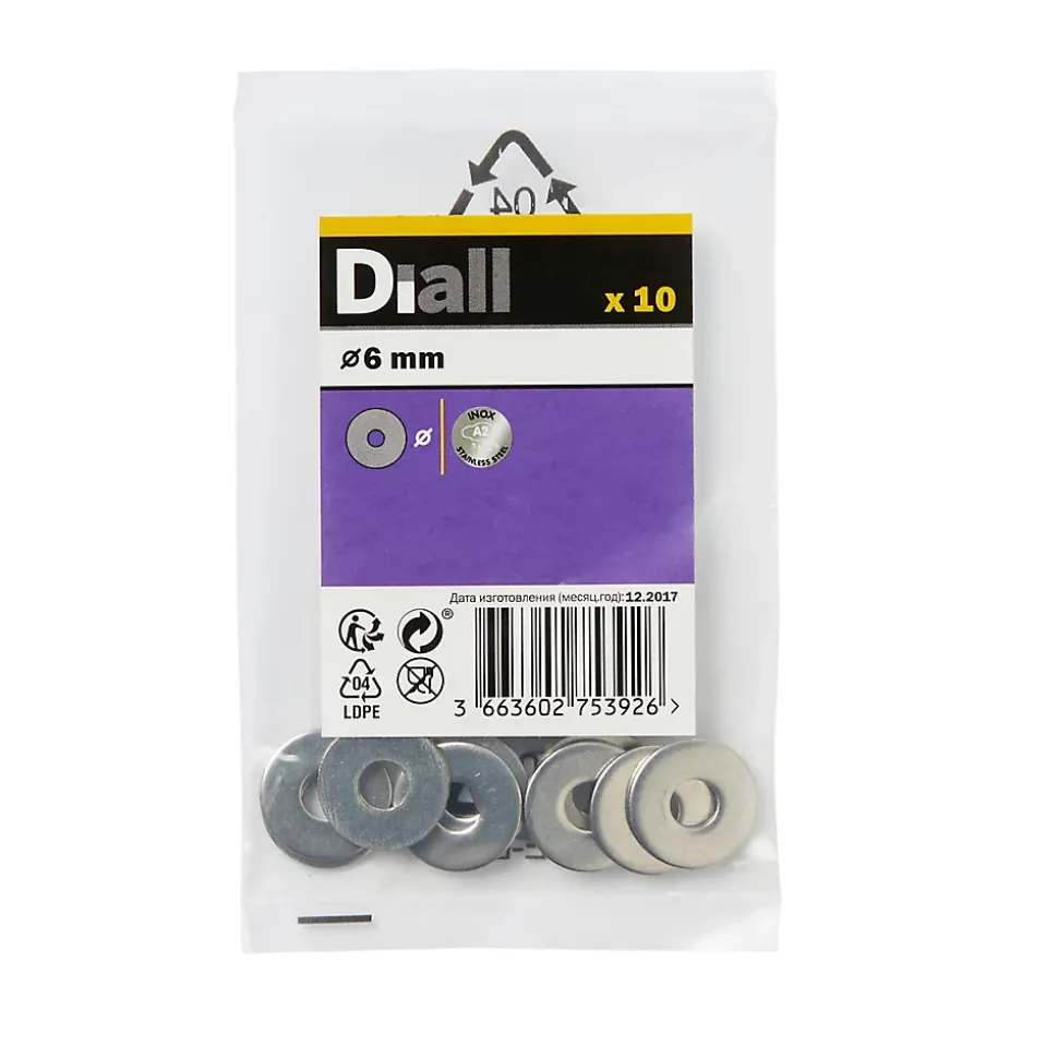 Rondelles plates larges en inox ø 6mm - 10 pièces