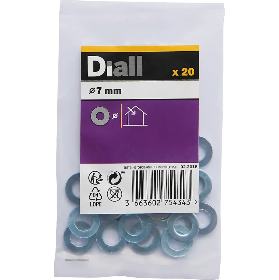 Rondelles plates standard en acier au carbone ø 7mm - 20 pièces