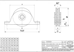Roue pour portail coulissant monture à support intérieur 2 roulements gorge V - IBFM Argent 14 700