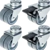 Roulette double 50mm 2" caoutchouc gris pivotante et frein capacité 280kg, jeu de 4