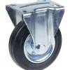 Roulette fixe de 125 mm avec caoutchouc noir sur roue centrale en acier embouti