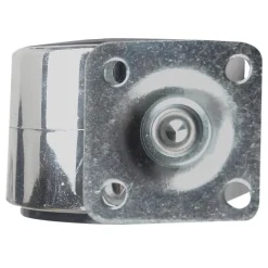 Roulette jumelée pivotante sans frein ø50 mm, plaque 38 x 38 mm chromé, charge max 40 kg