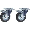 Roulette 200mm 8" à bandage caoutchouc, pivotante avec frein, forte capacité de 400kg, jeu de 2