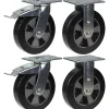 Roulette 200mm 8" frein caoutchouc noir & fixe capacité 1800kg, jeu de 4