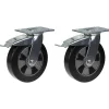 Roulette 200mm 8" pivotante en caoutchouc noir avec frein, forte capacité de 900kg, jeu de 2