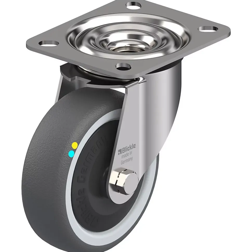 Roulette pivotante de 100 mm en acier inoxydable avec thermoplastique gris conducteur d'électricité.