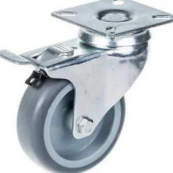 Roulette pivotante/frein de 75 mm en caoutchouc TPR gris sur roue centrale en polypropylène