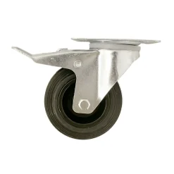 Roulette pivotante noire ø10 cm avec freins, charge max 75 kg