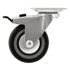 Roulette pivotante sur plaque grise ø7.5 cm avec freins, charge max 60 kg