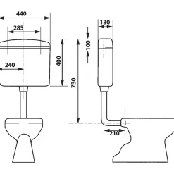 Réservoir WC - REGI SUPER - Regiplast - Simple débit - Semi-bas - Interrompable