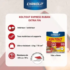 Ruban colle Koltout extra fin h. 8 mm x l. 10 m