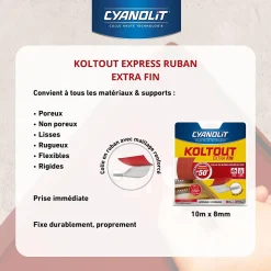 Ruban colle Koltout extra fin h. 8 mm x l. 10 m