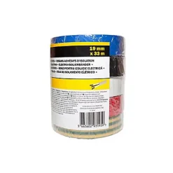 Ruban d'isolation, couleur mélangée 19 mm x 33 m vendu par 5 pièces