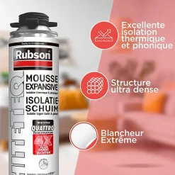 RUBSON Pack de 11 Mousses Expansives WhiteTeq Pistolable 750ml + Nettoyant FoamCleaner 929 500ml Penosil + Pistolet